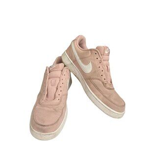 Nike Court Vision low Women's Size 10 Pink White Casual Sneakers shoes no laces